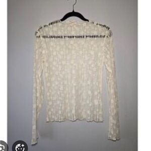 easel Cream Lace Long-Sleeve Semi-Sheer Top